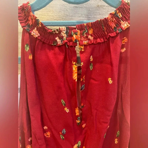 NWT new Anthropologie Farm Rio claudette halter top SMALL red floral flounced - Picture 15 of 17